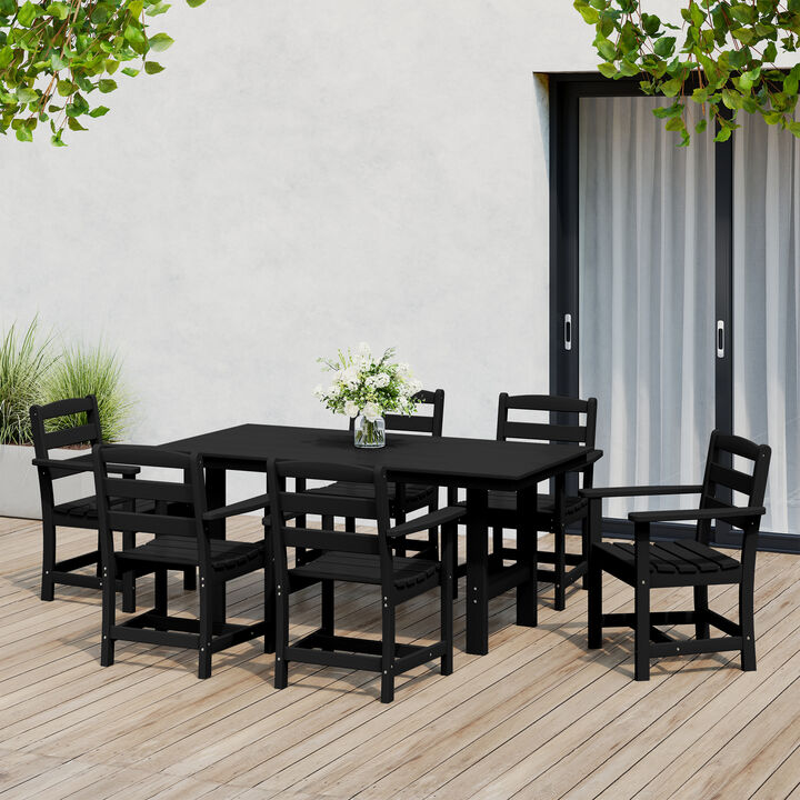 WestinTrends 7-Piece HDPE Outdoor Rectangular Patio Dining Table Set