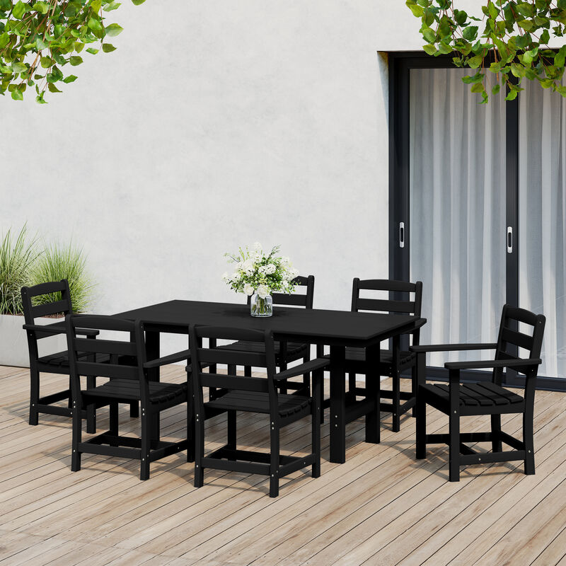 WestinTrends 7-Piece HDPE Outdoor Rectangular Patio Dining Table Set