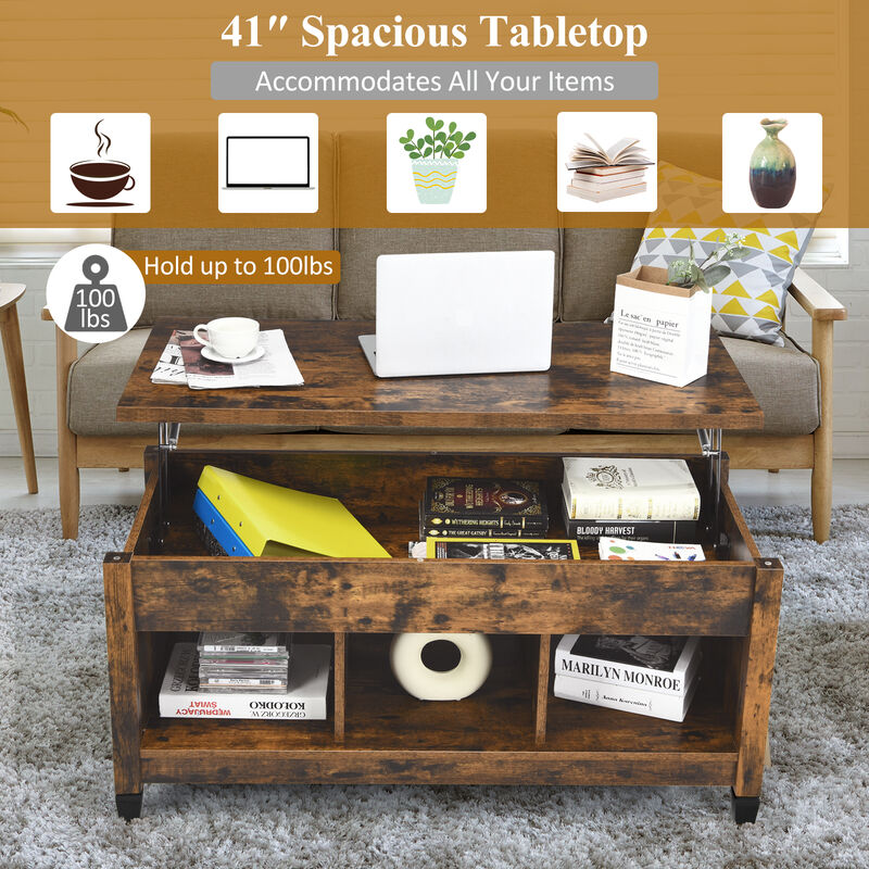 Lift Top Coffee Table with Hidden Storage Compartment