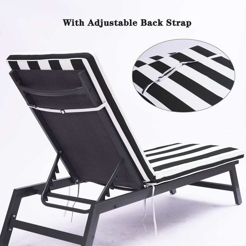 2 Pieces Set Outdoor Lounge Chair Cushion Replacement Patio Furniture Seat Cushion Chaise Lounge