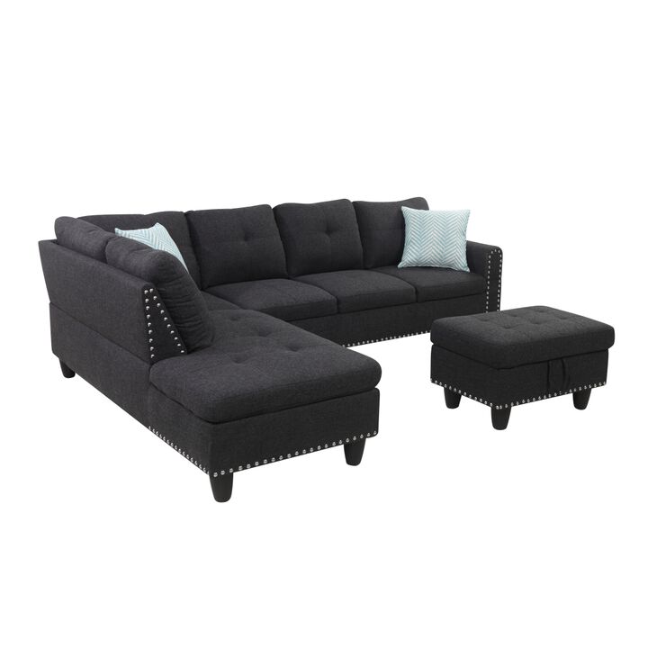 Alger 98" Wide Left Hand Facing Sofa Chaise With Ottoman