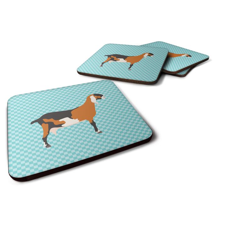 Caroline's Treasures Anglo Nubian Goat Blue Check Decorative coasters, 3.5, Multicolor