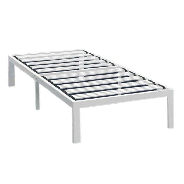 Hivvago Twin size Heavy Duty Steel Platform Bed Frame in White