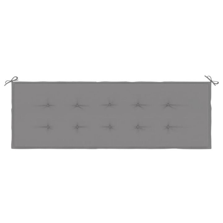 Claire Outdoor Cushion for Bench, Button Tufted Gray Fabric, 59 Inch - Benzara
