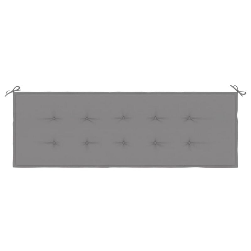 Claire Outdoor Cushion for Bench, Button Tufted Gray Fabric, 59 Inch - Benzara