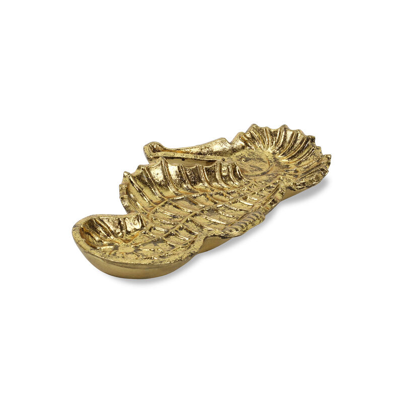 10.25" Ceili Golden Cast Iron Sea Horse Tray