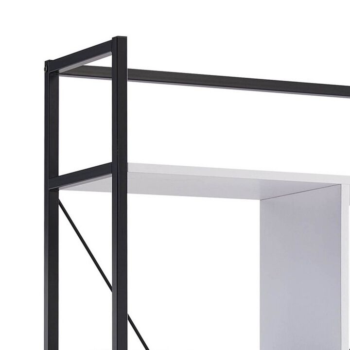Viola 71 Inch Modern Display Cabinet with 7 Shelves, Metal Frame, White - Benzara