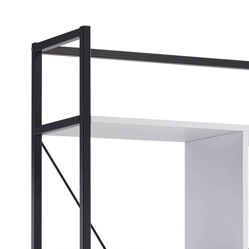 Viola 71 Inch Modern Display Cabinet with 7 Shelves, Metal Frame, White - Benzara
