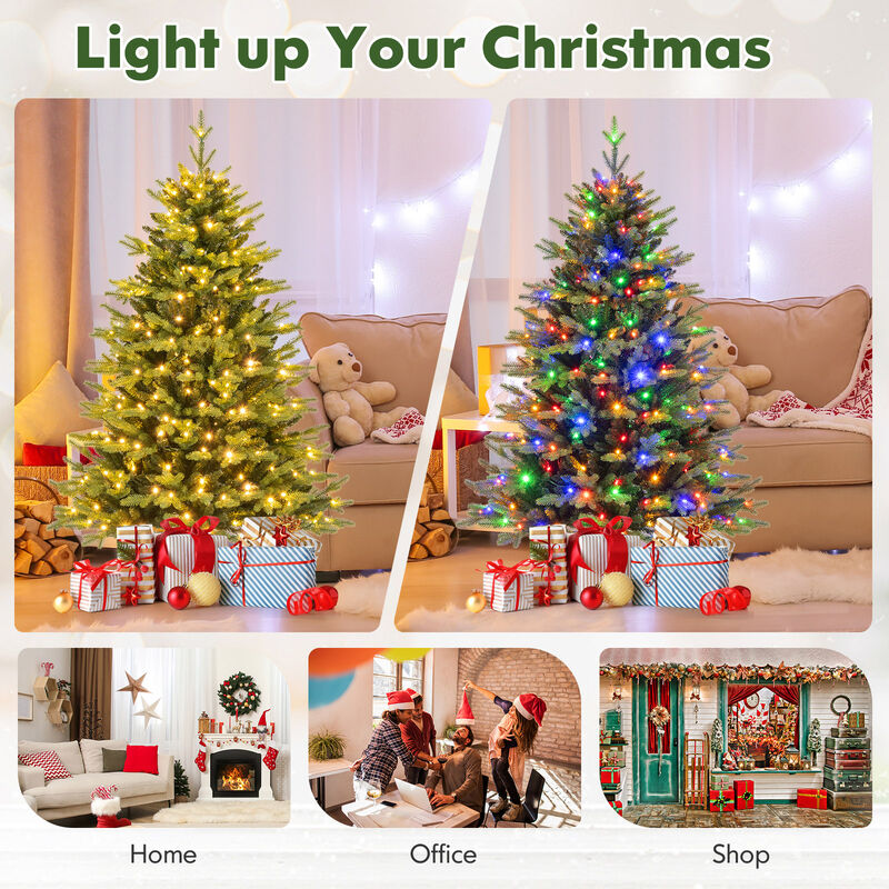Artificial Xmas Tree Hinged with 11 Lighting Modes and Remote Control for Customizable Holiday Lighting