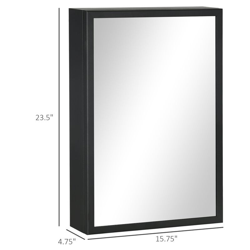 Black Bathroom Storage: Compact Wall-Mounted Medicine Cabinet with Mirror