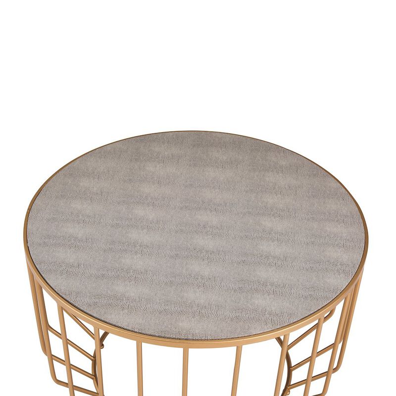 New Pacific Direct Halton Set of 2 Faux Shagreen Round Coffee Table