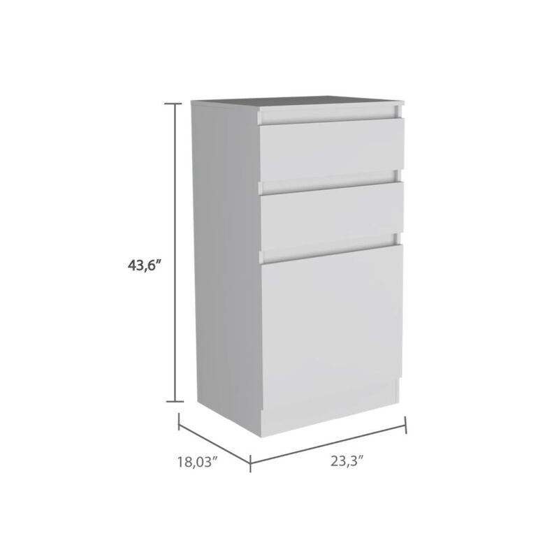Kamelot Dresser With Jewelry Box, Single Door Cabinet, Mirror, Two Drawers - White