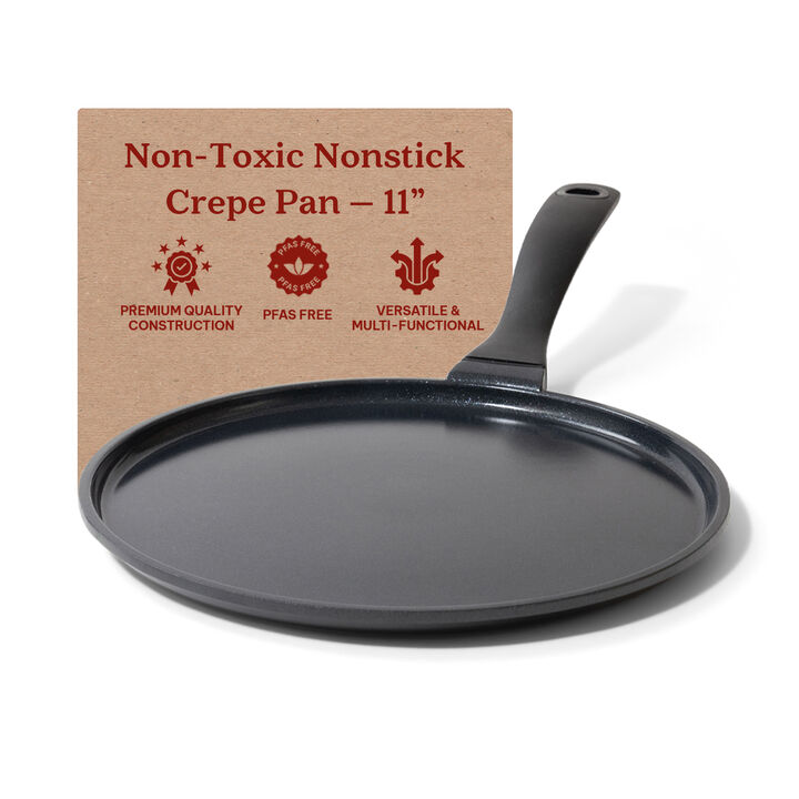 Alva Energy Ceramic Nonstick Griddle Pan 11" Flat Nonstick Cooking Pan for Crepe, Pancake & Dosa, Scratch Resistant, Stay Cool Handle, Non Toxic, Compatible with All Stovetops & Induction Safe
