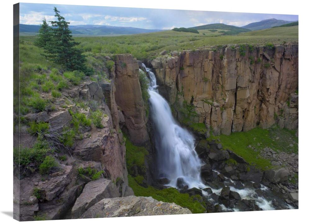 North Clear Creek Waterfall cascading down cliff, Colorado-Canvas Art-40x30
