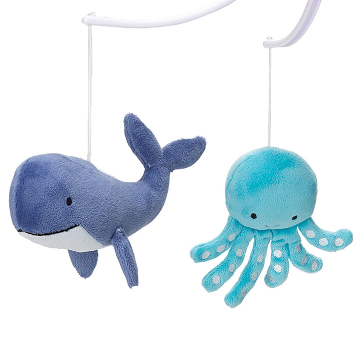 Bedtime Originals Whales Tale Blue Whale/Octopus Musical Baby Crib Mobile Toy