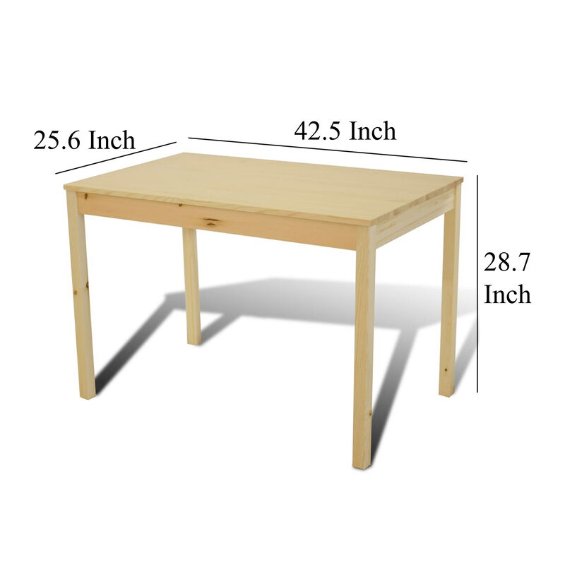 5 Piece Dining Table Set with 4 Side Chairs, Natural Brown Pine Wood - Benzara