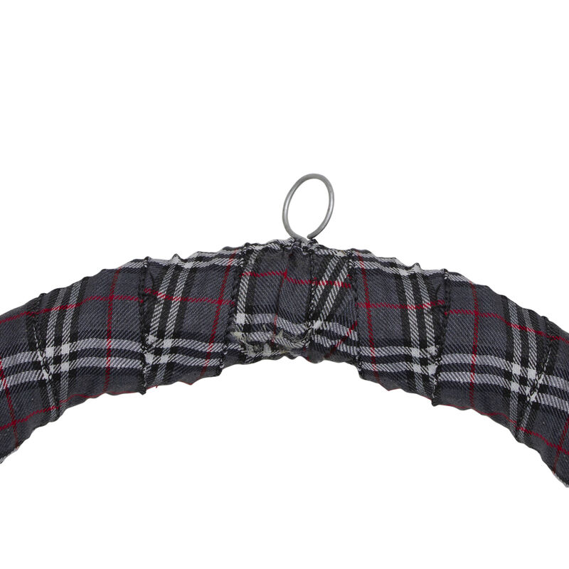 Gray and Red Plaid Artificial Christmas Wreath with Red Berries - 24-Inch  Unlit