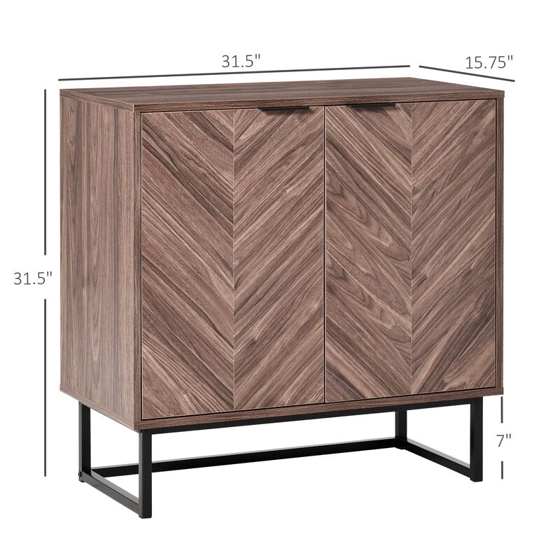 Walnut Living Room Storage: Free Standing 2-Door Cabinet with Shelf