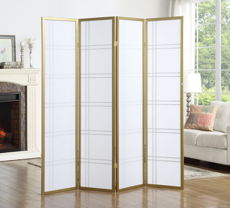 Streamdale Seto 4-Panel Room Divider Screen, Gold
