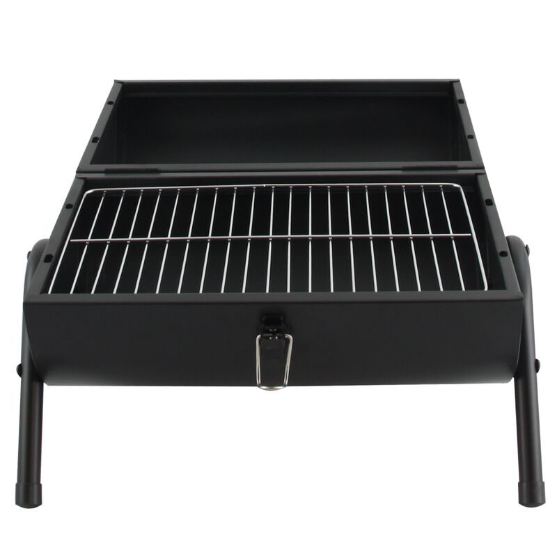 Gibson Home Delwin Carbon Steel Barrel BBQ in Black with Burgundy Wood Handle