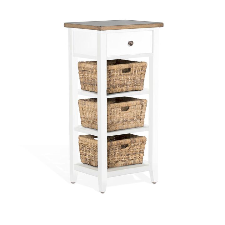 Sunny Designs Farmhouse Wood Storage Rack with Woven Baskets