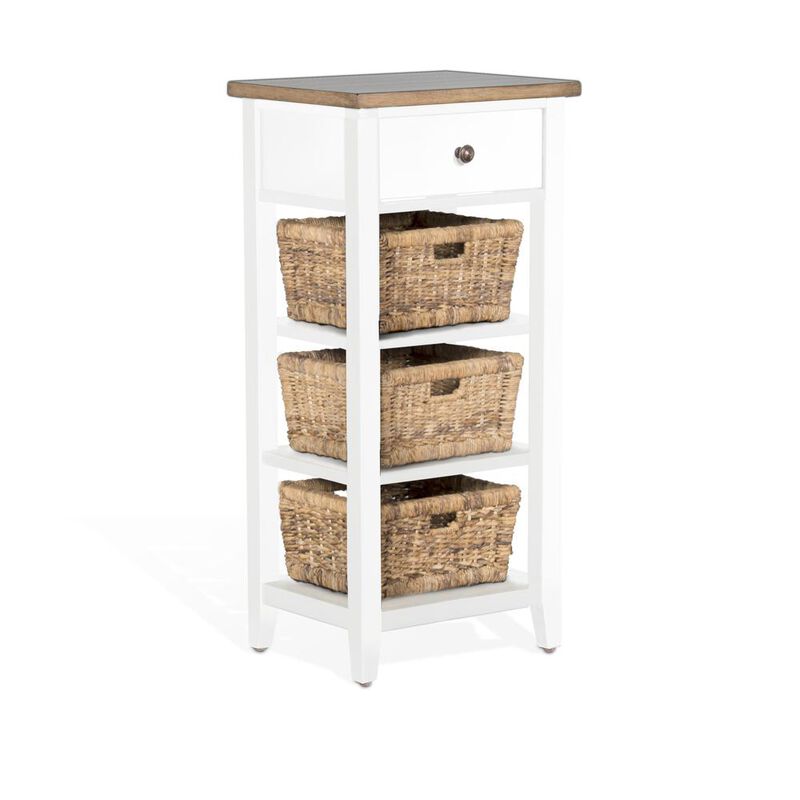 Sunny Designs Farmhouse Wood Storage Rack with Woven Baskets
