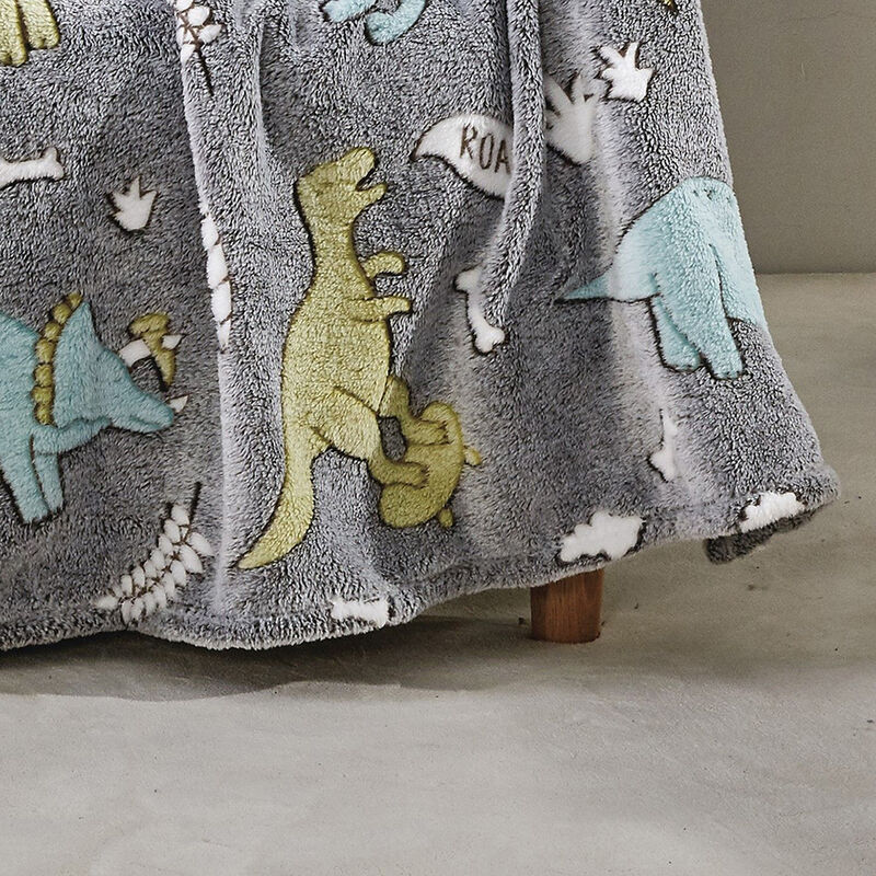 Dino Friends Micro Plush All Season Throw Blanket 50" X 60" Gray by Plazatex