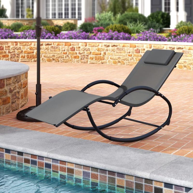 Hivvago Outdoor Rocking Lounge Chair with Removable Headrest