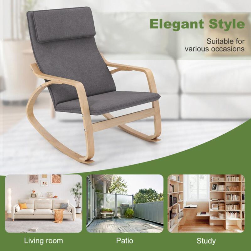 Hivvago Stable Wooden Frame Leisure Rocking Chair with Removable Upholstered Cushion