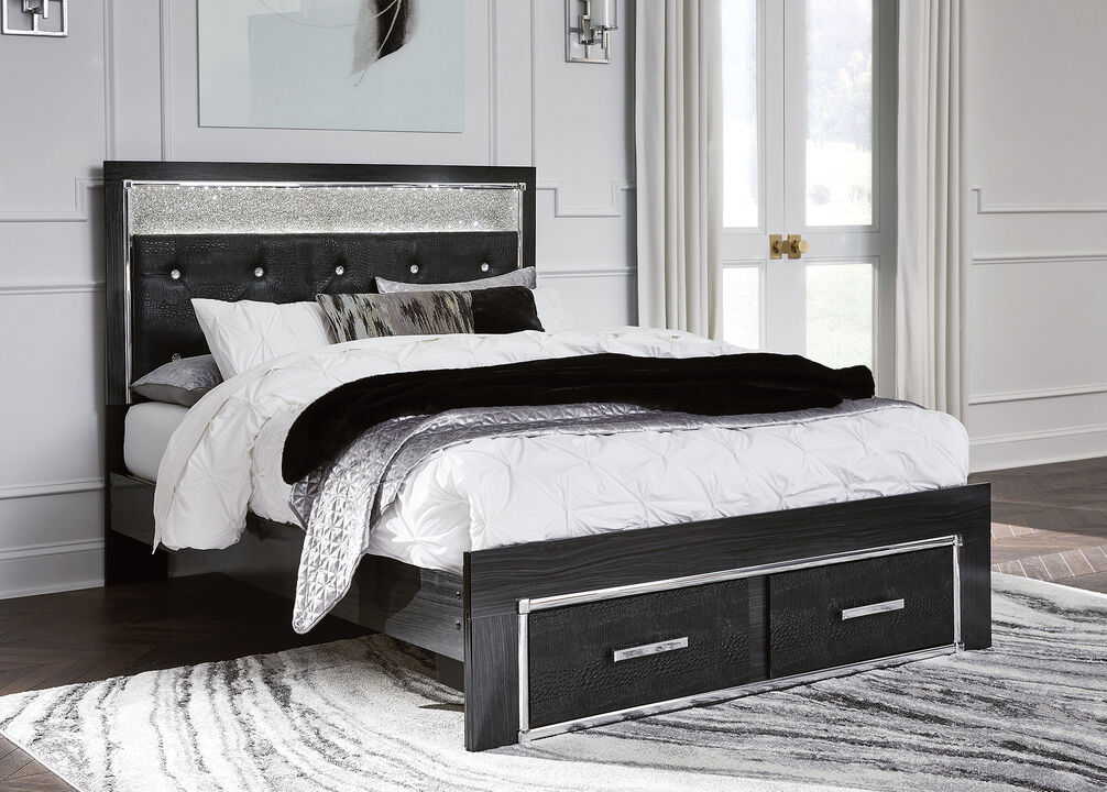 Kaydell Queen Upholstered Panel Storage Platform Bed