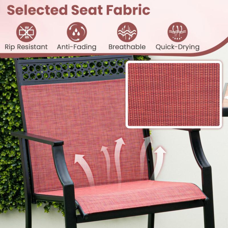 Hivvago Outdoor Counter Stools Set of 2 Heavy-Duty Barstools with Footrest and Armrests