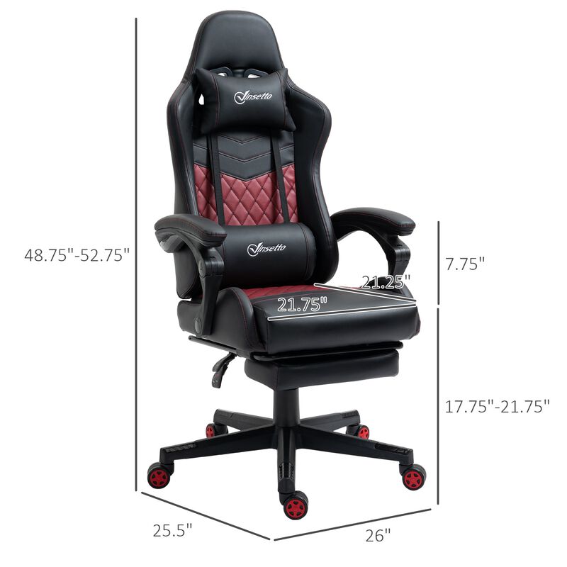 Black Gaming Throne: Racing Chair with PU Leather Footrest and Swivel Wheels