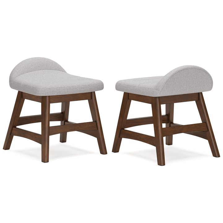 Jeyn Home Office Desk Chair, Gray Padded Saddle Seat, Brown Wood - Benzara