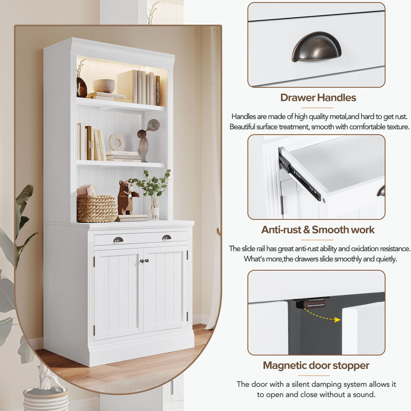 Merax Tall Bookshelf with 2 Corner Cabinet Set