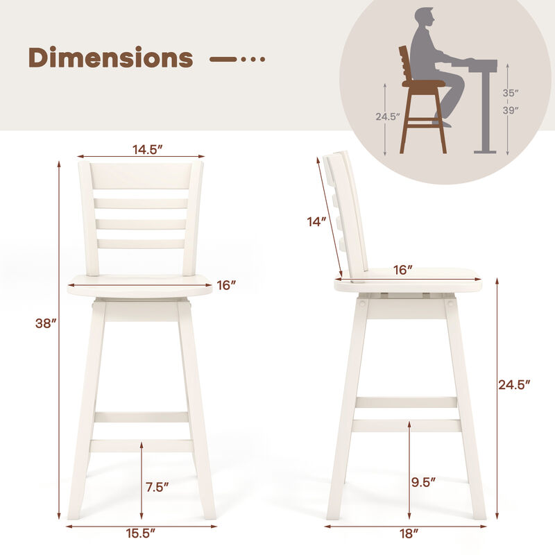 Set of 2 Counter Height Barstools with Footrest Perfect for Kitchen Island or Bar Use