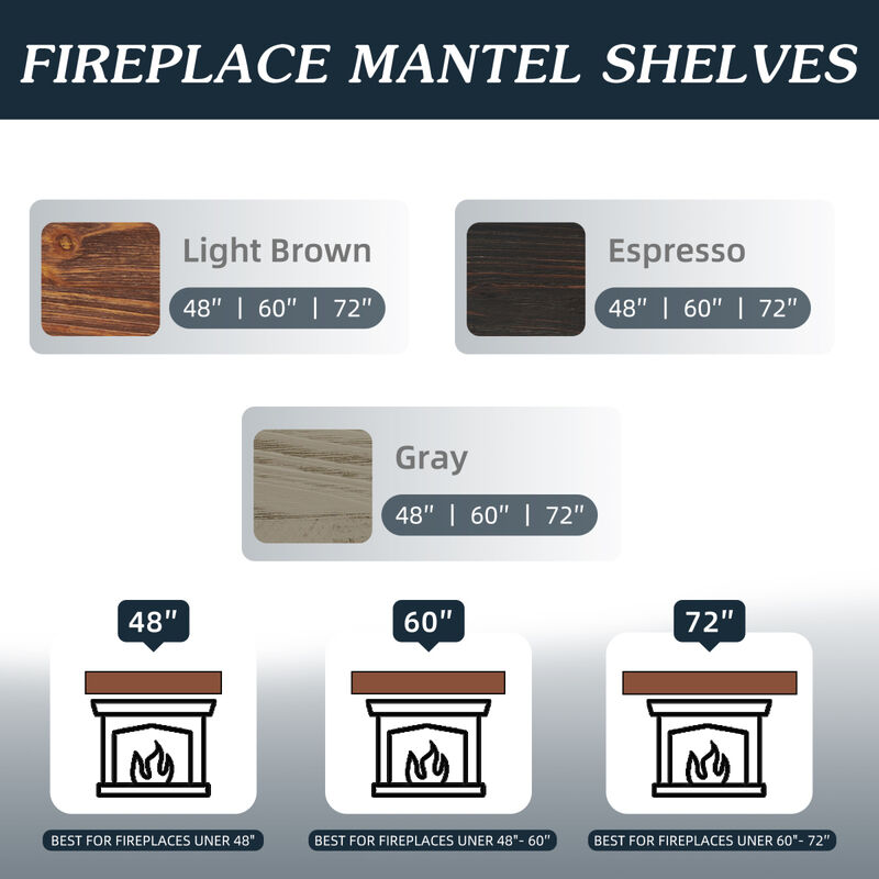 48" Rustic Wood Fireplace Mantel, Wall-Mounted & Floating Shelf For Home Decor