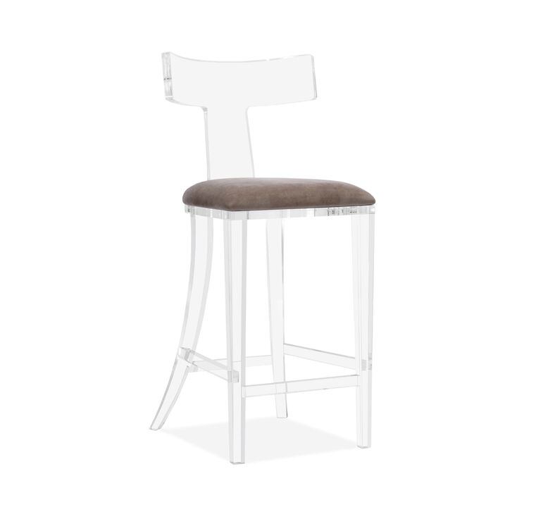 Tristan Klismos Bar Stool - Grey Velvet