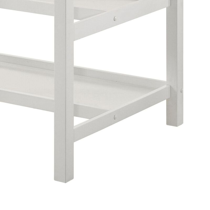 Kiyana Counter Height Table, 2 Shelves, 43 Inch Brown Hardwood, White - Benzara