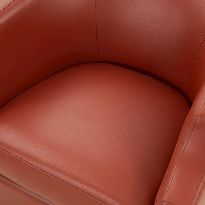 Comfort Pointe Caramel Top Grain Leather Swivel Glider Barrel Chair