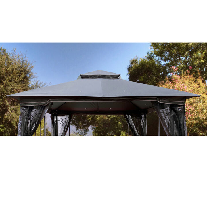 10x10 FT Patio Double Roof Gazebo Replacement Canopy Top Fabric
