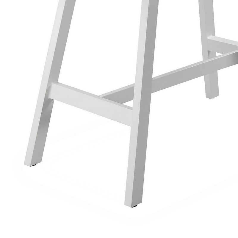 Keli 43 Inch Bar Table, Classic White Aluminum Frame, Rectanglular Top-Benzara