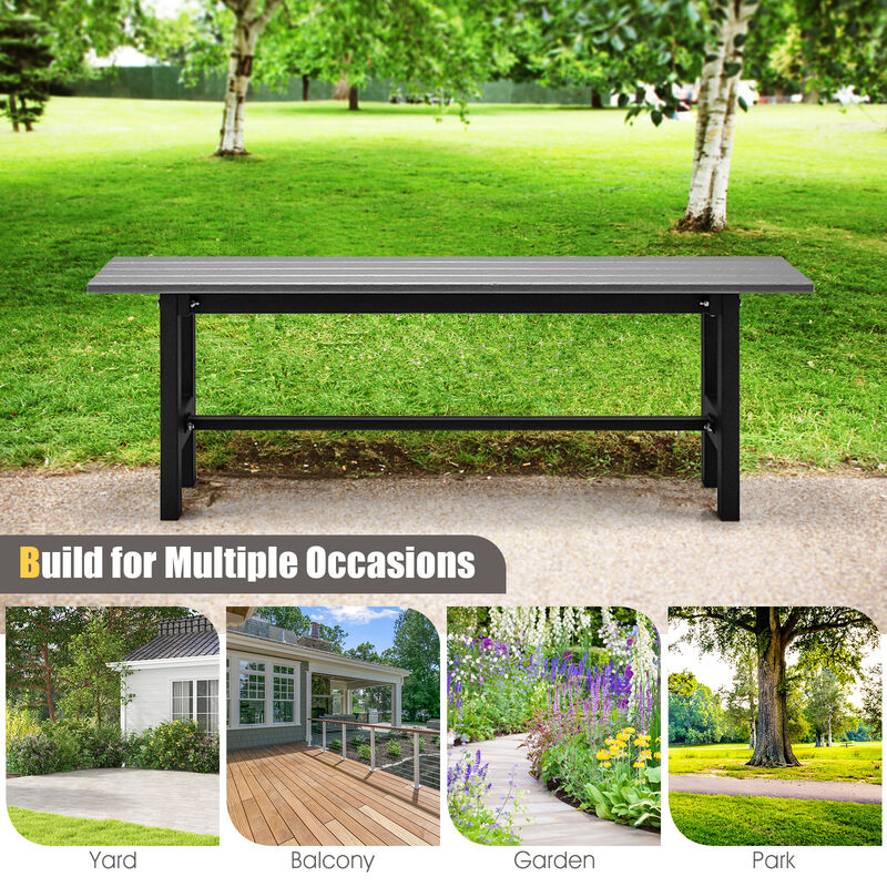 47" Outdoor Chair with Slatted Seat Plastic Coated Iron Frame