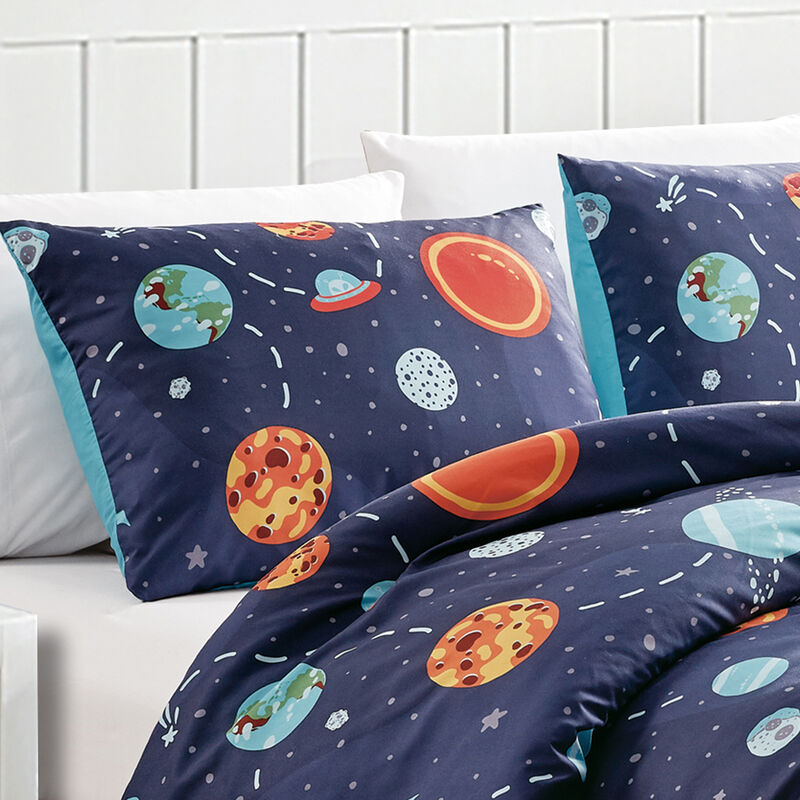 MarCielo Kids Girls Boys Comforter Set Universe Space.