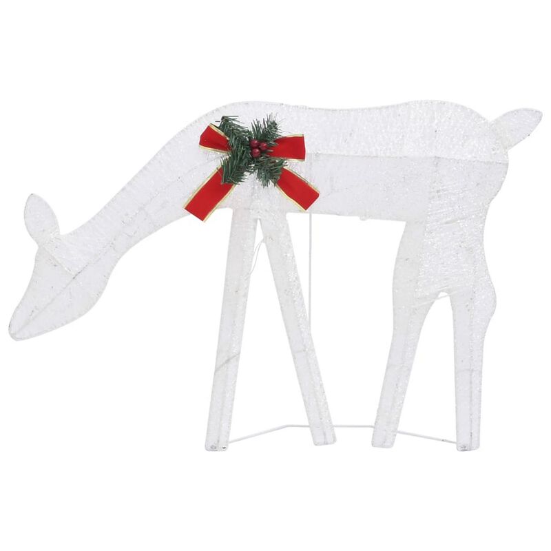 Outdoor 3 Reindeer Christmas Decoration, 90 Cool White LEDs, Steel - Benzara