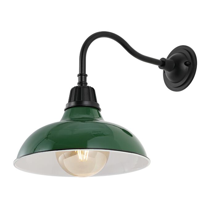 Aurora Farmhouse Industrial Indoor/Outdoor Iron LED Gooseneck Arm Outdoor Sconce