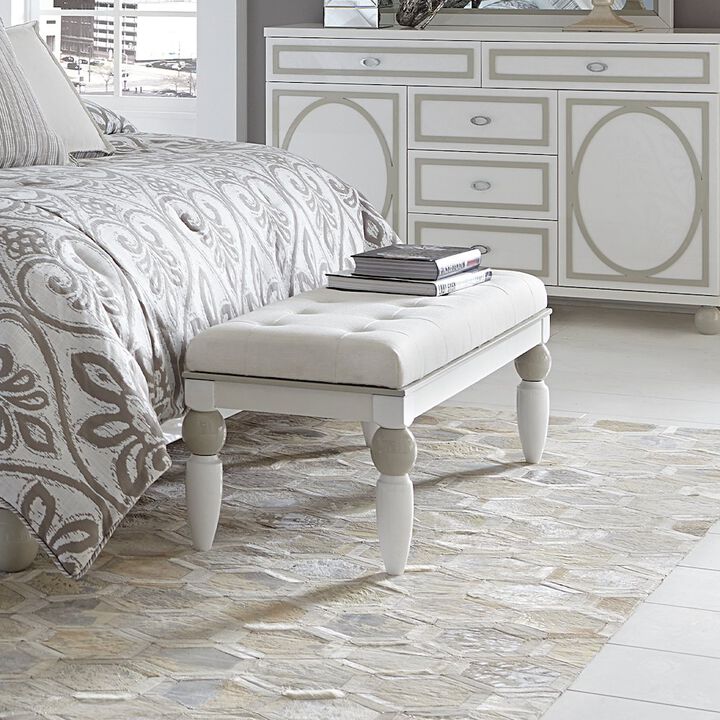 Michael Amini Sky Tower Bedside Bench - Cloud White