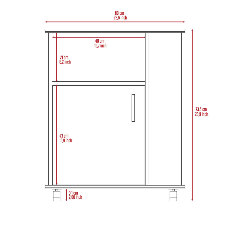 Kit Lower Microwave Cabinet, Single Door, Three Side Shelves