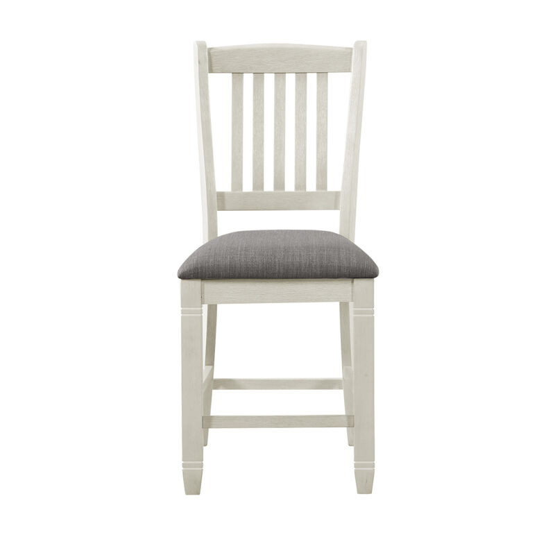 2 Antique White Finish Wood Counter Height Chairs