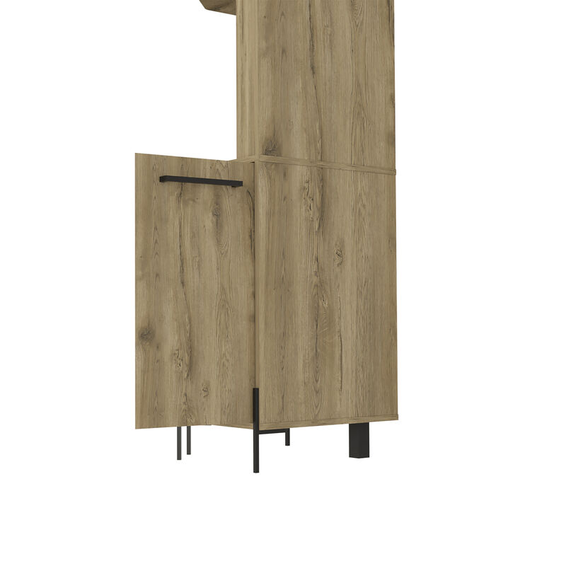 DEPOT E-SHOP Bosnia Corner Bar Cabinet, Two Shelves, Two Independent Single Door Cabinet, Five Built-in Wine Rack, Four Interior Shelves, Macadamia