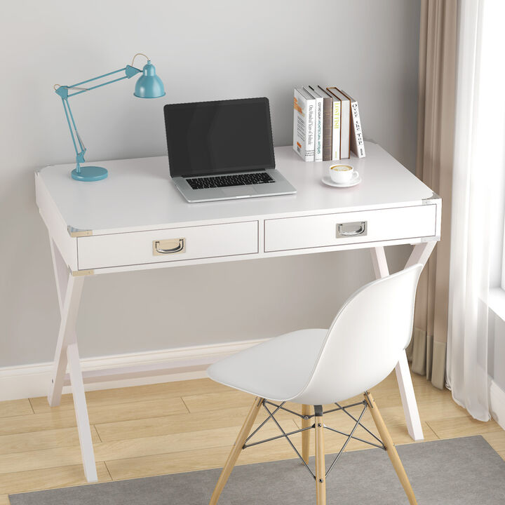 Solid Wood Computer Desk with Drawers